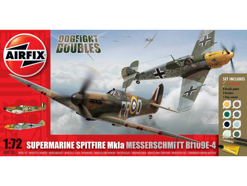 Supermarine Spitfire Mk1a Messerschmitt BF109E-4 (1:72) Airfix A50135 - Supermarine Spitfire Mk1a Messerschmitt BF109E-4