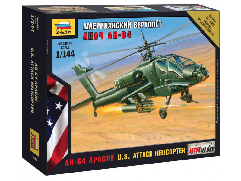 AH-64 Apache Helicopter (1:144) Zvezda 7408 - AH-64 Apache Helicopter