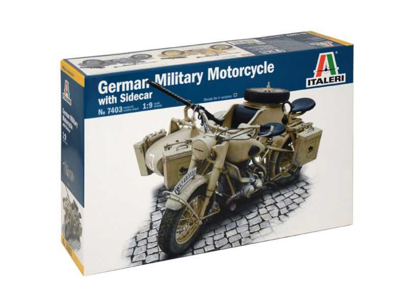 German Military Motorcycle with Sidecar (1:9) Italeri 7403 - German Military Motorcycle with Sidecar