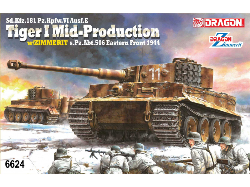 Sd.Kfz.181 Pz.Kpfw.VI Ausf.E Tiger I Mid Production w/Zimmerit s.Pz.Abt.506 Eastern Front 1944 (1:35) Dragon 6624 - Sd.Kfz.181 Pz.Kpfw.VI Ausf.E Tiger I Mid Production w/Zimmerit s.Pz.Abt.506 Eastern Front 1944