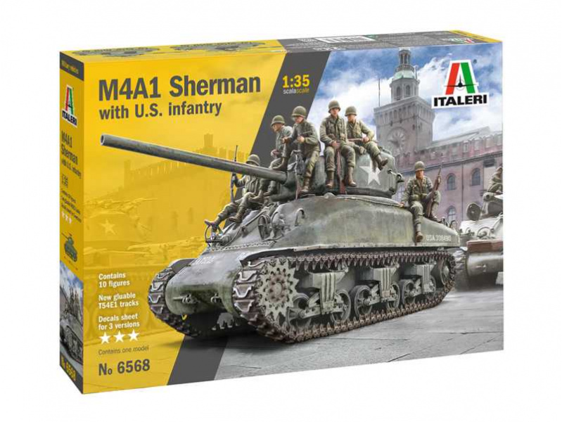 M4A1 Sherman with U.S. Infantry (1:35) Italeri 6568 - M4A1 Sherman with U.S. Infantry