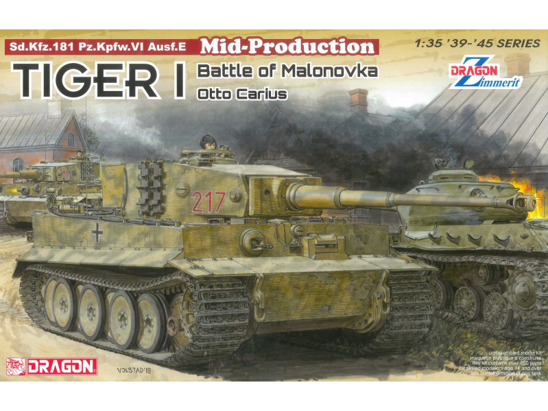 Tiger I Mid-Production w/Zimmerit Otto Carius (Battle of Malinava Village 1944) (1:35) Dragon 6888 - Tiger I Mid-Production w/Zimmerit Otto Carius (Battle of Malinava Village 1944)