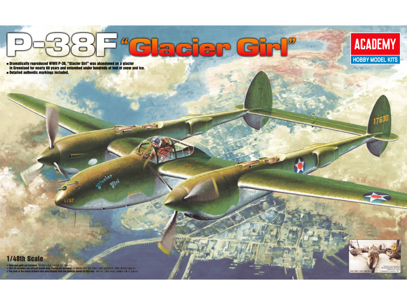 P-38F LIGHTNING GLACIER GIRL (1:48) Academy 12208 - P-38F LIGHTNING GLACIER GIRL