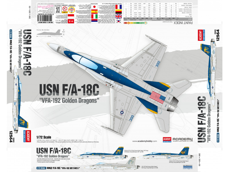 USN F/A-18C "VFA-192 Golden Dragons" (1:72) Academy 12564 - USN F/A-18C "VFA-192 Golden Dragons"