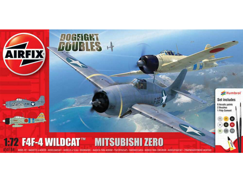 Grumman F-4F4 Wildcat & Mitsubishi Zero Dogfight Double (1:72) Airfix A50184 - Grumman F-4F4 Wildcat & Mitsubishi Zero Dogfight Double