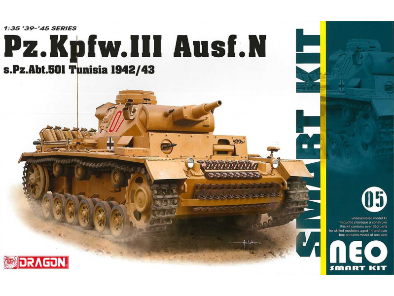 Pz.Kpfw.III Ausf.N s.Pz.Abt.501 Tunisia 1942/43 (Neo Smart Kit) (1:35) Dragon 6956 - Pz.Kpfw.III Ausf.N s.Pz.Abt.501 Tunisia 1942/43 (Neo Smart Kit)