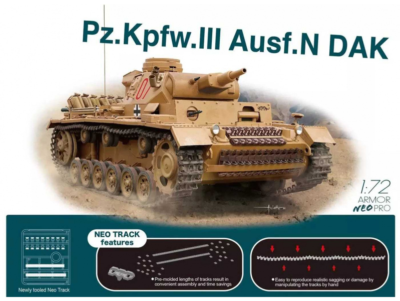 Pz.Kpfw.III Ausf.N DAK w/Neo Track (1:72) Dragon 7634 - Pz.Kpfw.III Ausf.N DAK w/Neo Track