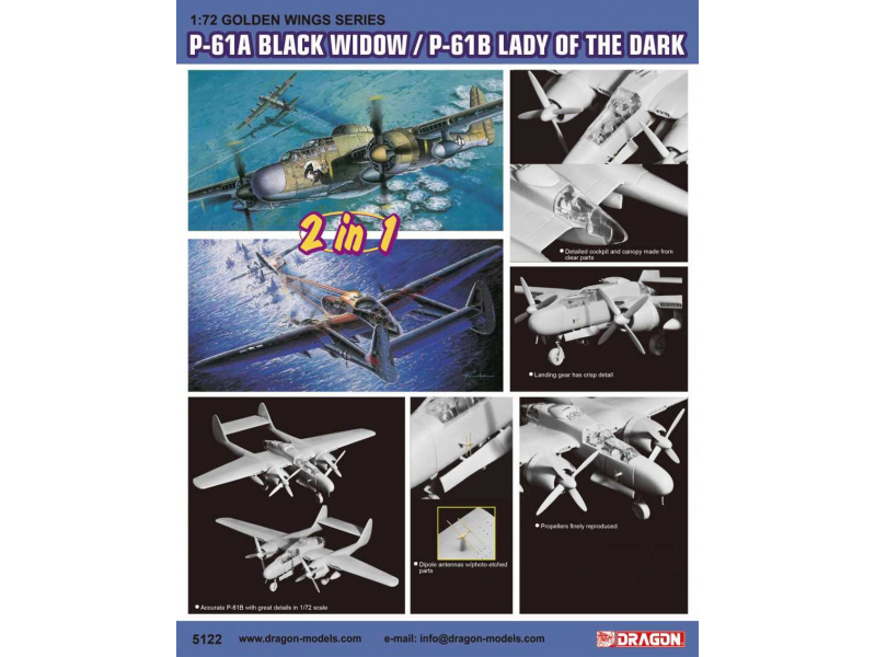 P-61A / P-61B (2 in 1) (1:72) Dragon 5122 - P-61A / P-61B (2 in 1)