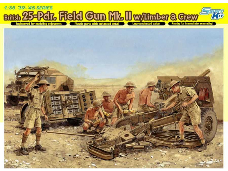 BRITISH 25-PDR.FIELD GUN, MARK 2 W/LIMBER & CREW (SMART KIT) (1:35) Dragon 6675 - BRITISH 25-PDR.FIELD GUN, MARK 2 W/LIMBER &amp; CREW (SMART KIT)