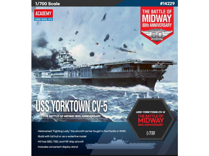 USS Yorktown CV-5 "Battle of Midway" (1:700) Academy 14229 - USS Yorktown CV-5 "Battle of Midway"