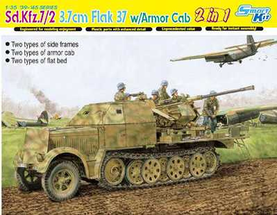 Sd.Kfz.7/2, 3.7cm FLAK 37 w/ARMOR CAB (2 in 1) (SMART KIT) (1:35) Dragon 6542