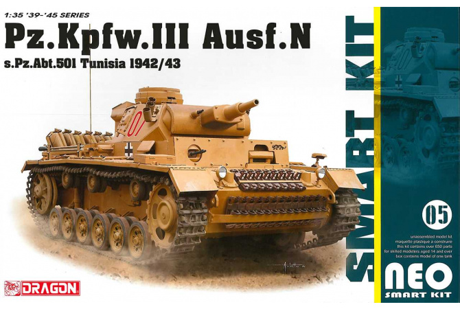 Pz.Kpfw.III Ausf.N s.Pz.Abt.501 Tunisia 1942/43 (Neo Smart Kit) (1:35) Dragon 6956