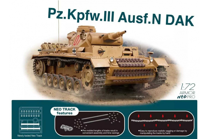 Pz.Kpfw.III Ausf.N DAK w/Neo Track (1:72) Dragon 7634