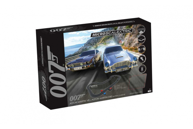 Autodráha MICRO SCALEXTRIC G1171M - James Bond 007 Race Set - Aston Martin DB5 vs V8 Battery Powered Race Set (1:64)(1:64) Scalextric G1171M