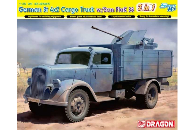 German 3t 4x2 Truck w/2cm FlaK 38 (1:35) Dragon 6828