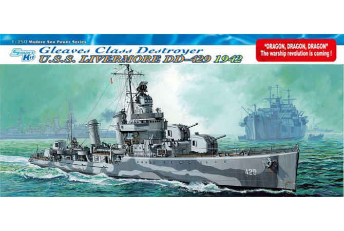 U.S.S. LIVERMORE DD-429 GLEAVES CLASS DESTROYER 1942 (SMART KIT) (1:350) Dragon 1027